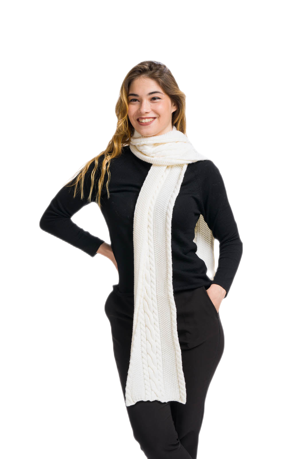sciarpa donna in lana merino bianca