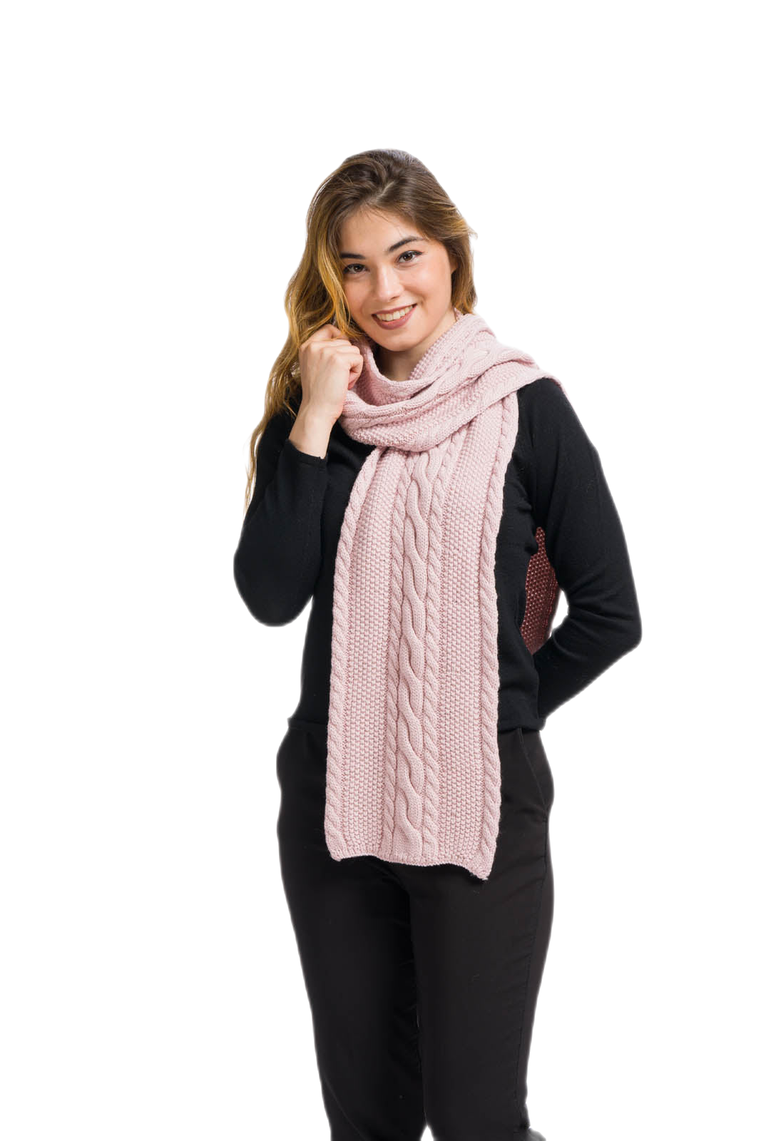 sciarpa donna in lana merino rosa