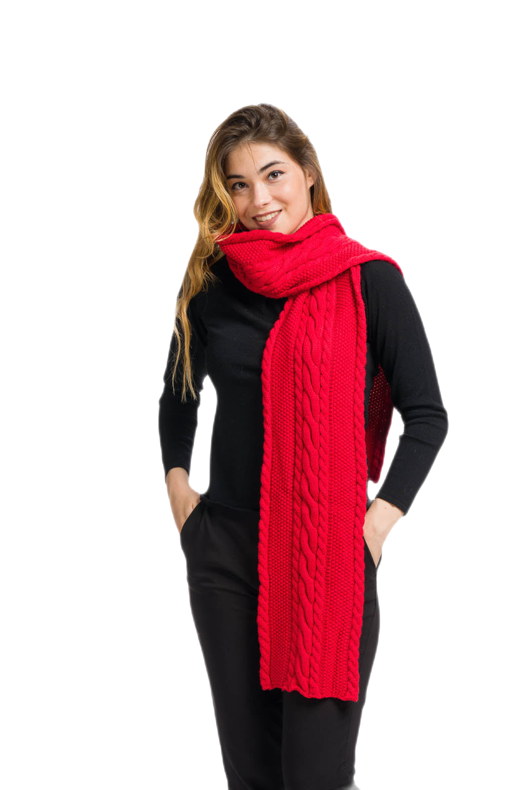 sciarpa donna in lana merino rossa