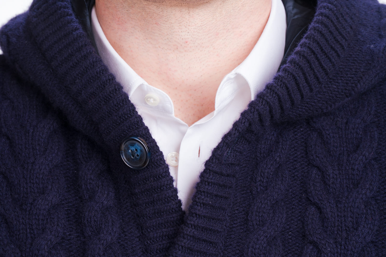 collo giubbotto uomo in lana e cashmere blu