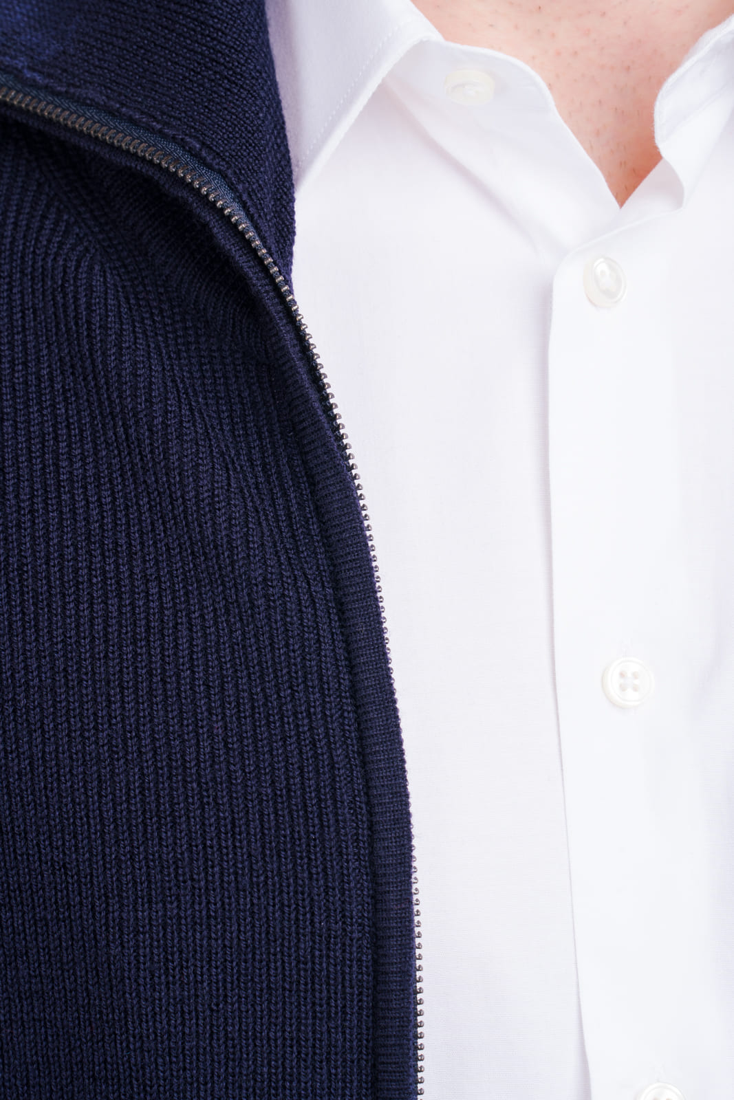 Men s cardigan with high collar in merino wool Alexander