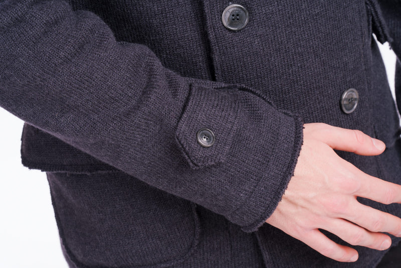 manica giacca uomo in pura lana vergine merino blu