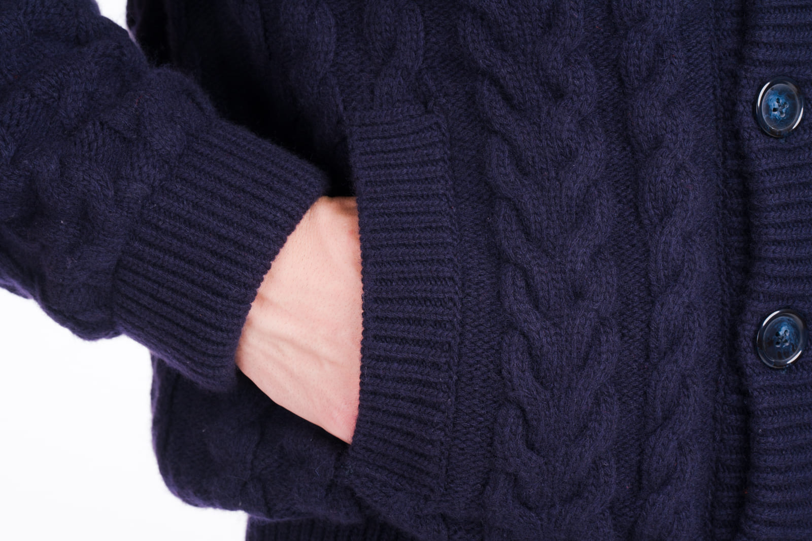 tasca cappuccio giubbotto uomo in lana e cashmere blu